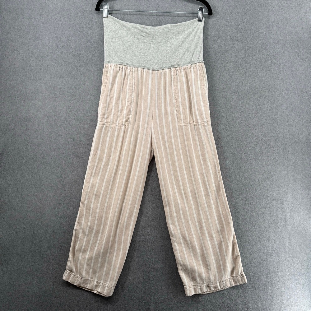 Anthropologie Mermaid Linen Rayon Pull On Wide Leg Cropped Pants Linen Rayon